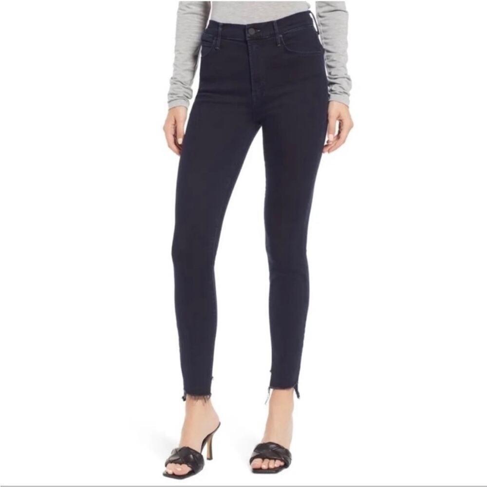 Mother Stunner High Rise Zip Fray Hem Jeans Holding Hands Size 24 Stretch Denim